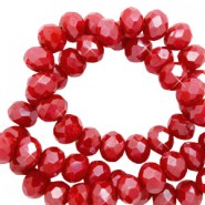 Faceted glass beads 4x3mm disc Red samba-pearl shine coating